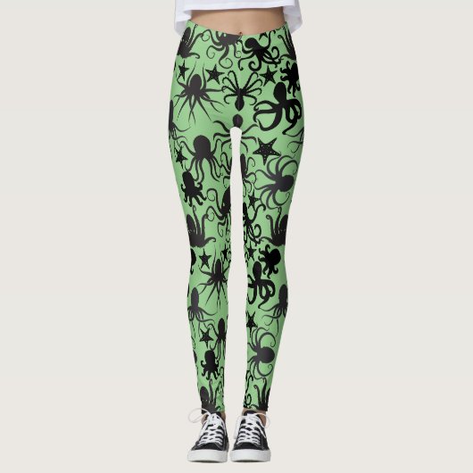 Leggings Motif octopus.w LGreen BG (Devant)