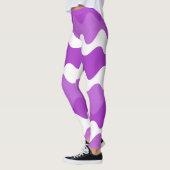 Leggings Motif ondulé horizontal violet et blanc (Gauche)