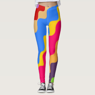 Leggings Motif ondulé rétro coloré