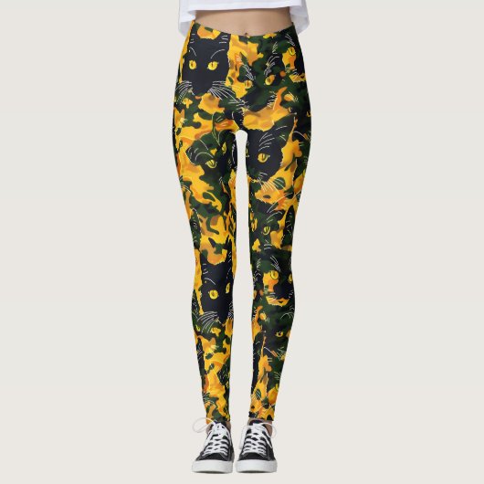 Leggings Motif Orange Chat (Devant)