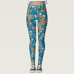 Leggings Motif orange et bleu