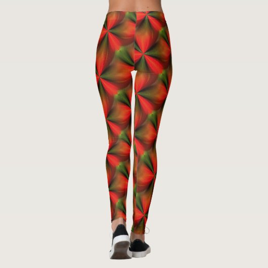 Leggings Motif Orange Et Vert Abstrait (Dos)