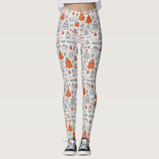 Leggings Motif orange gris de Noël Doodle