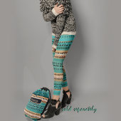 Leggings motif orange turquoise