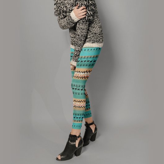 Leggings motif orange turquoise