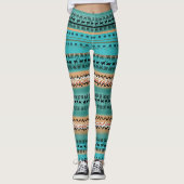 Leggings motif orange turquoise (Devant)