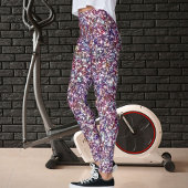 Leggings Motif Pailleté Violet Gris Rose Magenta Moderne