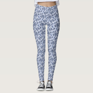 Leggings Motif Paisley Bleu