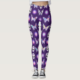 Leggings Motif papillon alien cosmique