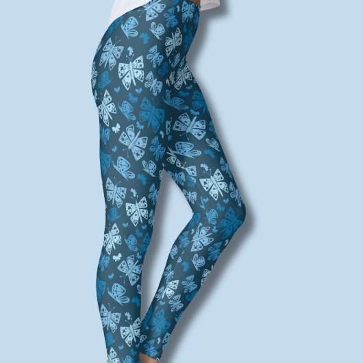 Leggings Motif papillon bleu