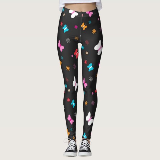 Leggings Motif Papillon Coloré Et Lumineux (Devant)