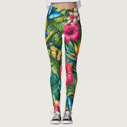Leggings Motif Papillon Tropical