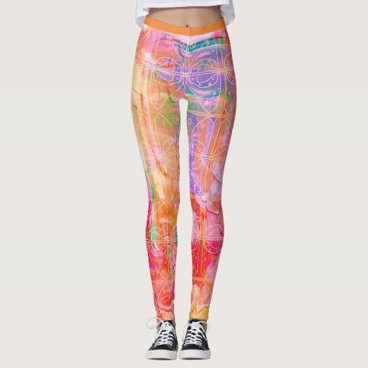 Leggings Motif Pastel lumineux (Devant)