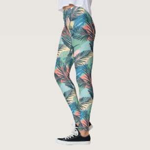 Leggings Motif Pastel Tropical Leaf
