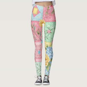 Leggings Motif Patchwork de Rose Romantique