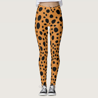 Leggings Motif Peau de Léopard de Chat Orange Foncé Taches