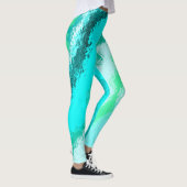 Leggings Motif peint expressif bleu sarcelle vert (Droite)