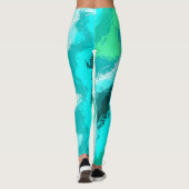 Leggings Motif peint expressif bleu sarcelle vert (Dos)