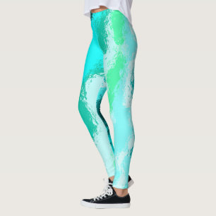 Leggings Motif peint expressif bleu sarcelle vert