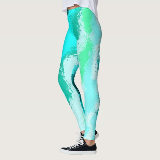 Leggings Motif peint expressif bleu sarcelle vert (Gauche)