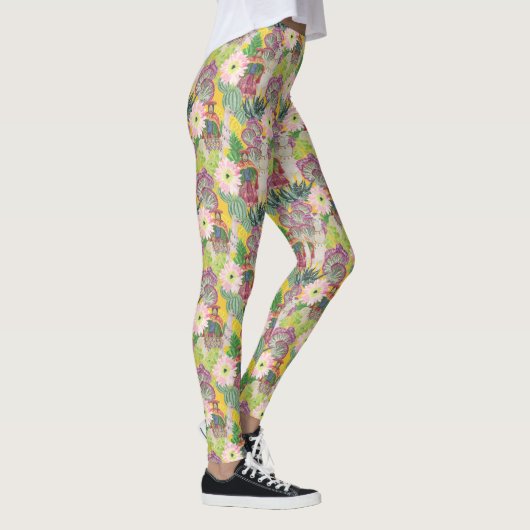Leggings Motif péruvien de femme et de lama d'aquarelle (Droite)