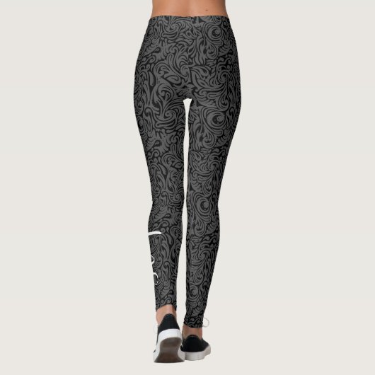 Leggings Motif pivotant moderne avec nom de script noir (Dos)