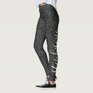 Leggings Motif pivotant moderne avec nom de script noir
