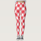 Leggings Motif plaid à damiers rouge et blanc (Devant)