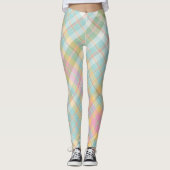 Leggings Motif Plaid bleu, vert, rose et or (Devant)