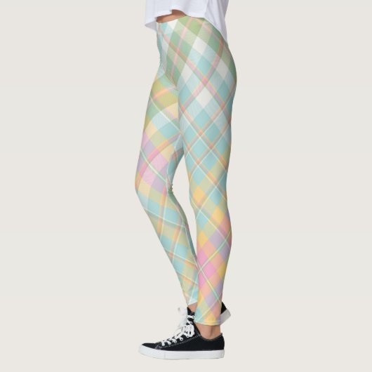 Leggings Motif Plaid bleu, vert, rose et or (Gauche)