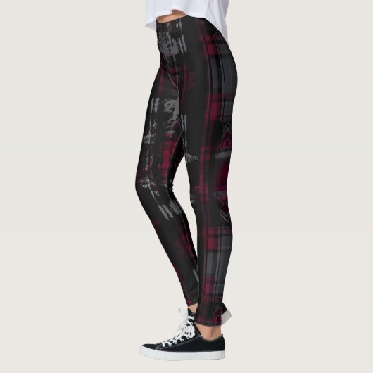 Leggings Motif Plaid Gothique Grungy Grunge Frappé (Gauche)