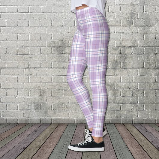 Leggings Motif Plaid Tartan de ressort violet