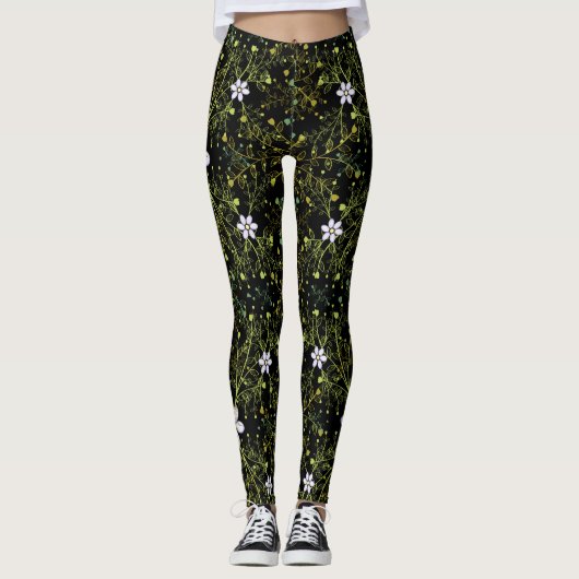 Leggings motif plante.10b BG noir (Devant)