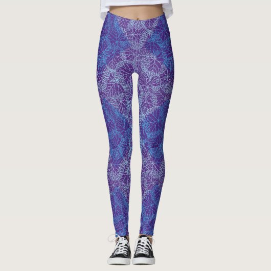 Leggings Motif plante 13b Violet BG (Devant)