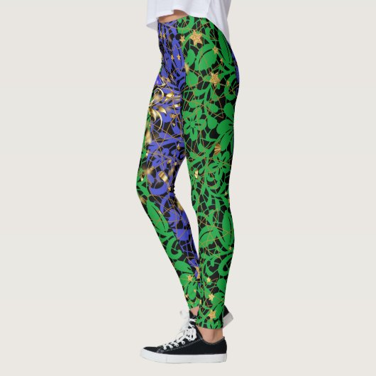 Leggings motif plante A06.b w Butterfly Blk BG (Gauche)