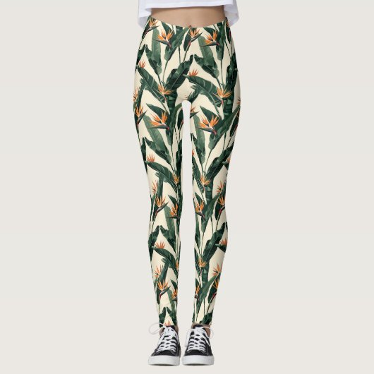Leggings Motif Plante Bird of Paradise (Devant)
