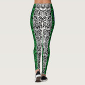 Leggings motif plante bleu et vert A07.b noir BG (Dos)