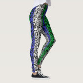Leggings motif plante bleu et vert A07.b noir BG (Droite)