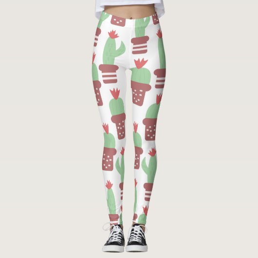 Leggings Motif Plante Cactus Pot moderne (Devant)