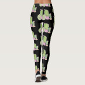 Leggings Motif Plante de cactus aquarelle noir (Dos)