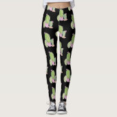 Leggings Motif Plante de cactus aquarelle noir (Devant)