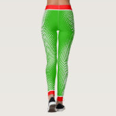 Leggings Motif point blanc sur vert avec votre nom (Dos)