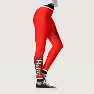Leggings Motif point noir avec nom sur rouge