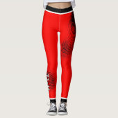Leggings Motif point noir avec nom sur rouge (Devant)