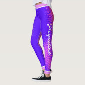 Leggings Motif point rose avec nom sur VIOLET LUMINEUX (Gauche)