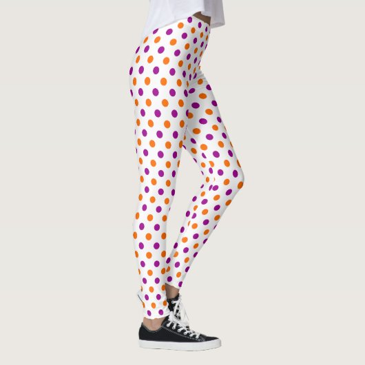 Leggings Motif Points Blancs Violet Orange (Droite)