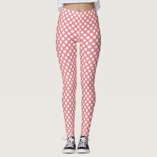 Leggings Motif pois blanc élégant sur rose pâle