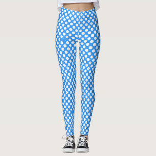 Leggings Motif pois blanc sur aqua Blue
