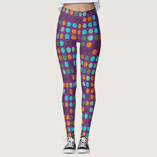Leggings Motif Pois couleur rétro #2 (Devant)