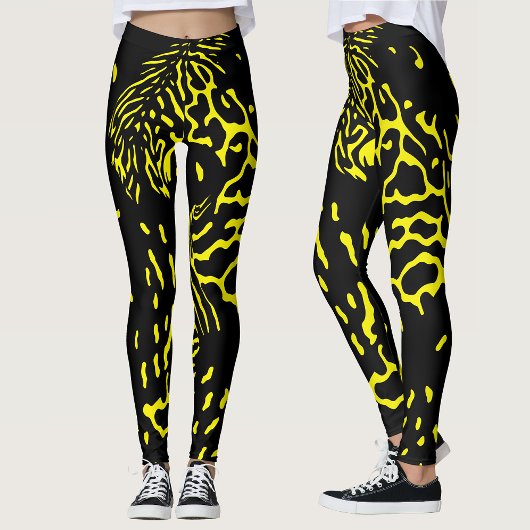 Leggings Motif Poster de animal Abstrait noir cool